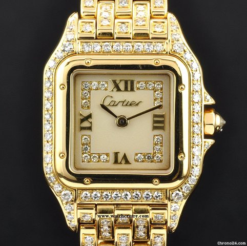 Cartier 18k Y/Gold Diamond Set Case/Bracelet Ladies Panther watches