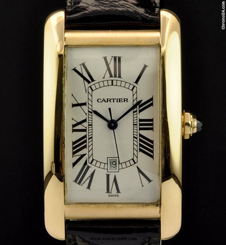 Cartier 18k Yellow Gold Silver Dial Tank Americaine watches