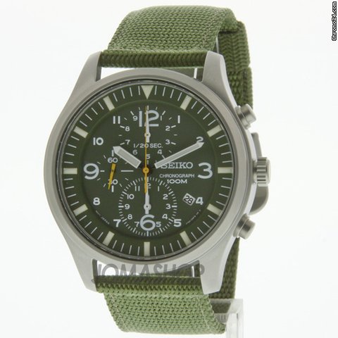 Seiko Green Dial Green Nylon Strap Mens Watch SNDA27 watches