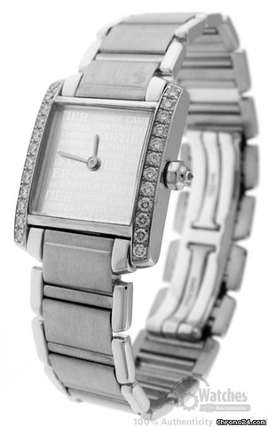 Cartier Tank Francaise Anniversary 2403 18K White Gold Diamond Quartz Watch watches