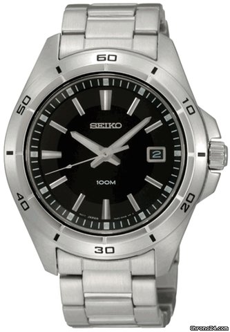 Seiko Black Dial Stainless Steel Mens Watch SGEE89P1 watches