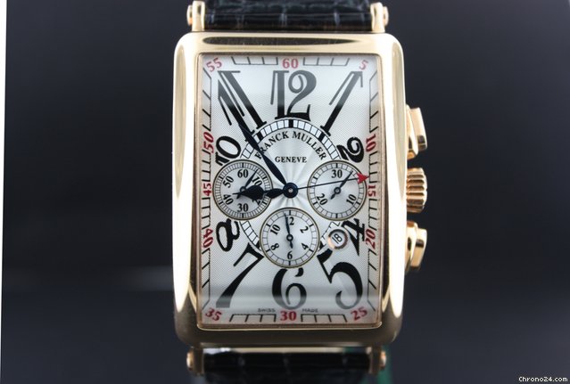 Franck Muller Long island Yellow gold chronograph crocodile strap watches