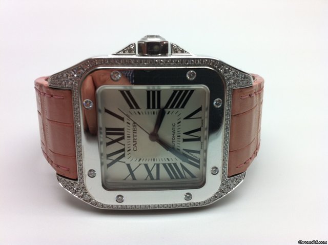 Cartier SANTOS 100 White Gold diamonds watches