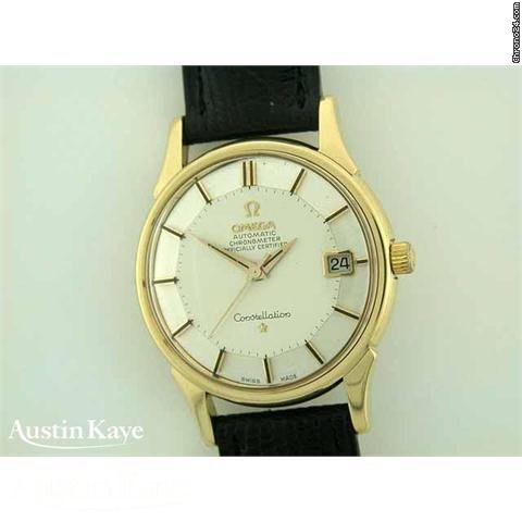 Omega Constellation Pie-Pan 18ct gold automatic on strap watches