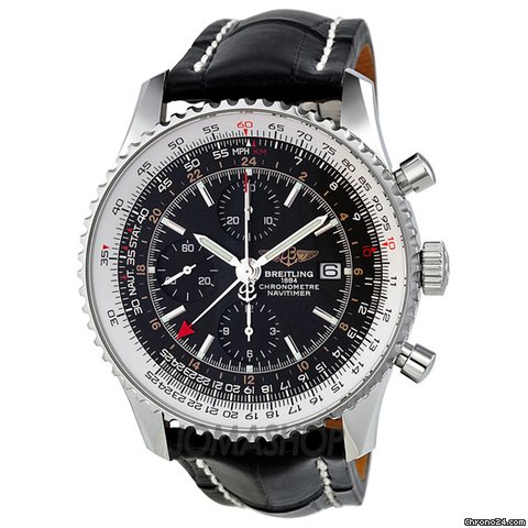 Breitling Navitimer World Black Dial Crocodile Leather Automatic Mens Watch A2432212-B726BKCD watches
