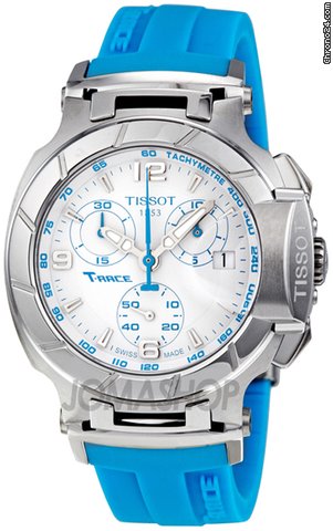 Tissot T Race Chronograph Sky Blue Silicone Strap Ladies Watch T0482171701702 watches