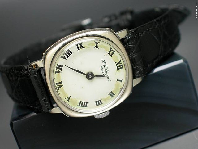 Chopard "Klassische Damenuhr-Handaufzug" 18K Wei gold/Lederband watches