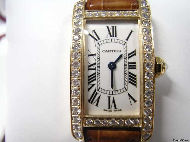 Cartier Tank Americaine 18k Yellow Gold Custom Diamond set watches