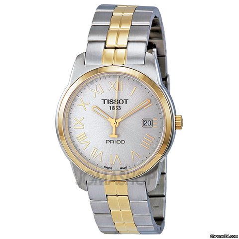 Tissot PR 100 Silver Dial Two-Tone Stainless Steel Mens Watch T0494102203301 watches