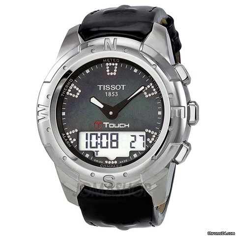 Tissot T-Touch II Black Mother of Pearl Diamond Titanium Ladies Watch T0472204612600 watches