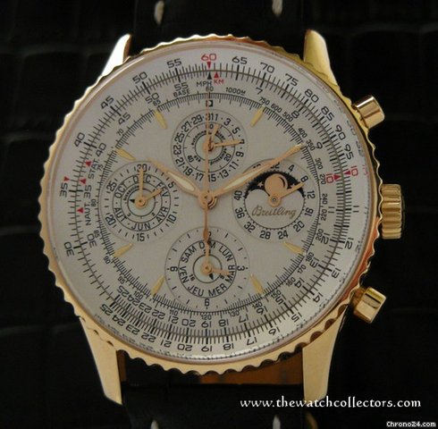 Breitling Very Rare Navitimer Montbrillant Pink Gold Perpetual Calendar Limited Edition 31/100 pieces Full Set watches
