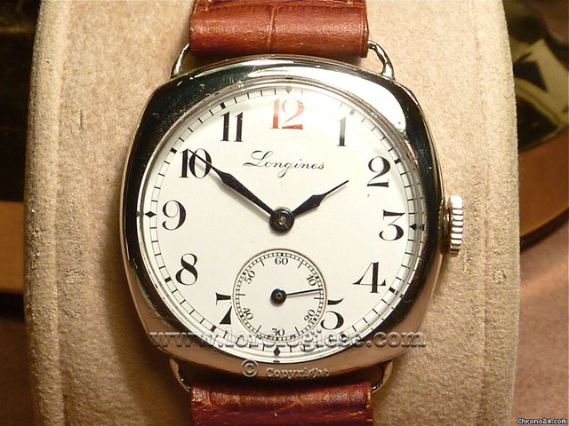 Longines Original 1930s Art Deco Style Cushion Case, Enamel dial watches