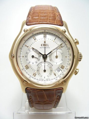 Replica Ebel Wave Le Modulor chronographe mvt Lemania "certified chronometre" grande taille yellow gold/or jaune Watch