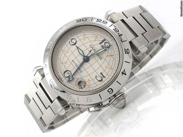 Cartier "PASHA C GLOBE 2377" 35 mm Edelstahl Automatik watches