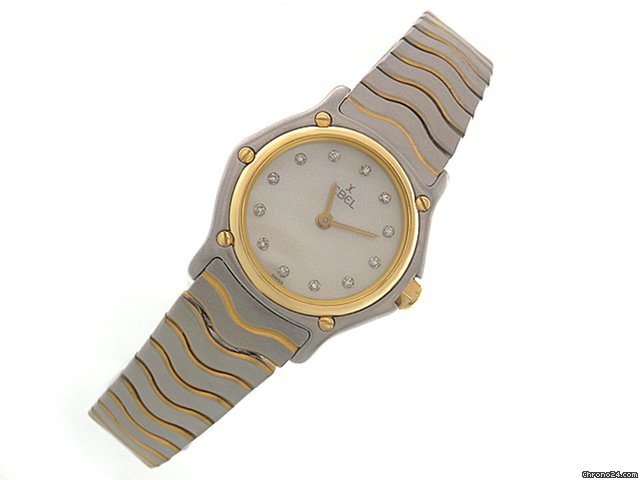 Ebel "Classic Wave", small, Stahl/Gold, Brillantbesatz auf Ziff. watches
