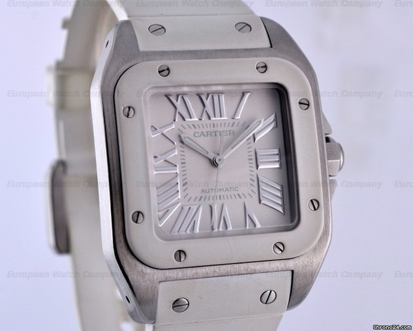 Cartier Santos 100 Midsize White Rubber watches
