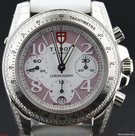 Tudor Chrono, Diamond bezel & shoulders with croco & rubber strap watches