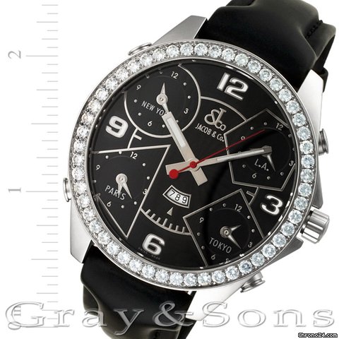 Jacob & Co. Five Time Zones JC-2 3.25 carat bezel watches