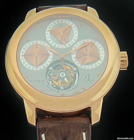 Replica Jacob & Co. Rose Gold Rainbow 12 Timezone Tourbillon R5RG Watch