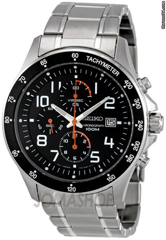Seiko Black Dial Chronograph Stainless Steel Mens Watch SNDA83 watches