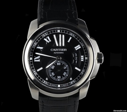 Cartier Calibre de Cartier SS Mens Black Dial watches