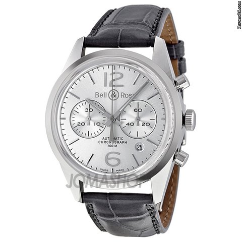 Bell & Ross Officer Automatic Chronograph Silver Dial Mens Watch BR126-WHT-ST watches