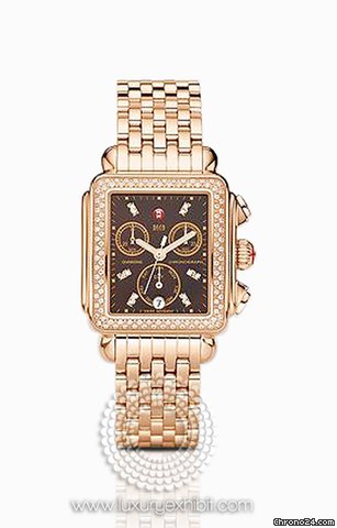Michele Deco Day Rose Gold-Plated Stainless Steel Ladies Watch MWW06P000095 watches