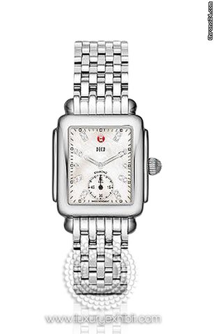 Michele Deco 16 Diamond Dial Stainless Steel Ladies Watch MWW06V000002 watches