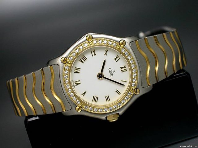Ebel "Classic Wave" Damenuhr in Edelstahl/Gelbgold -Diamantbesatz watches