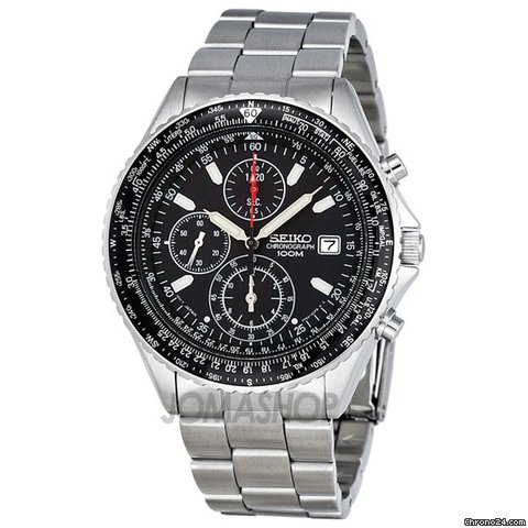 Seiko Chronograph Tachymeter Black Dial Stainless Steel Mens Watch SND253 watches