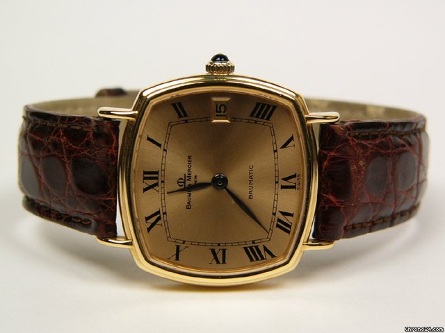 Baume & Mercier Baumatic yellow gold and leather strap Mod.37069 watches