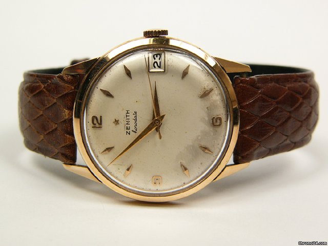 Zenith Horodate yellow gold and leather. watches