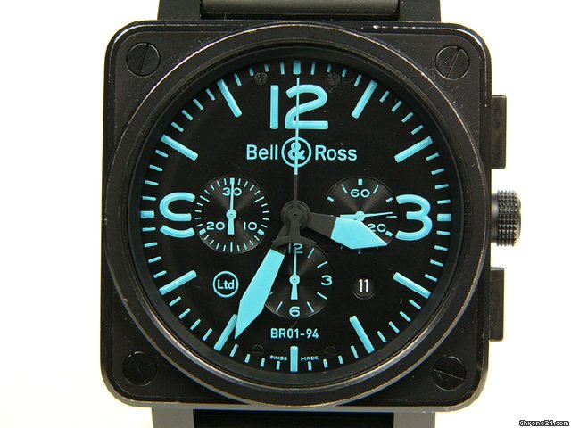 Bell & Ross black steel and rubber Mod. BR01-94S watches