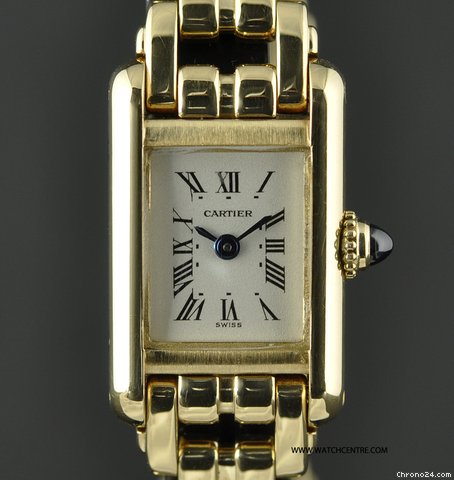 Cartier 18k Yellow Gold Silver Roman Dial Mini Tank watches