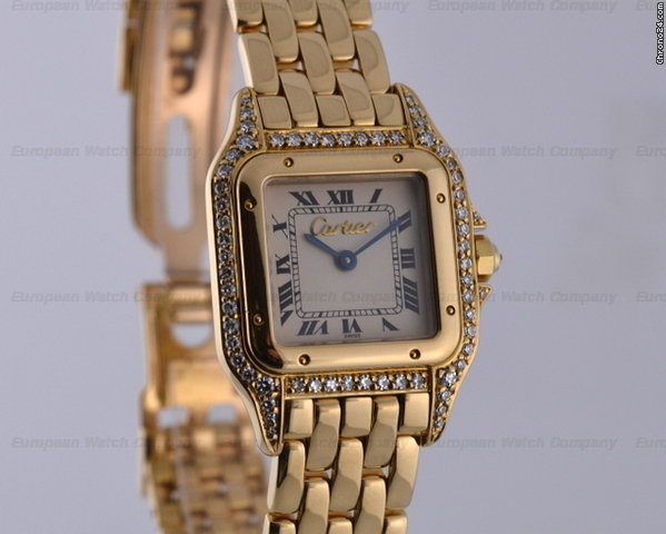 Cartier Ladies Mini Panthere 18K YG/YG Diamond Case Quartz watches