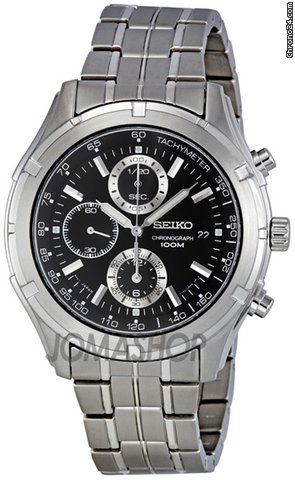 Seiko Chronograph Black Dial Silver-tone Mens Watch SNDC37 watches