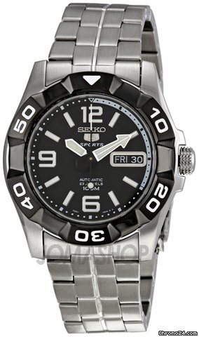 Seiko 5 Sport Black Dial Stainless Steel Automatic Mens Watch SNZH99 watches