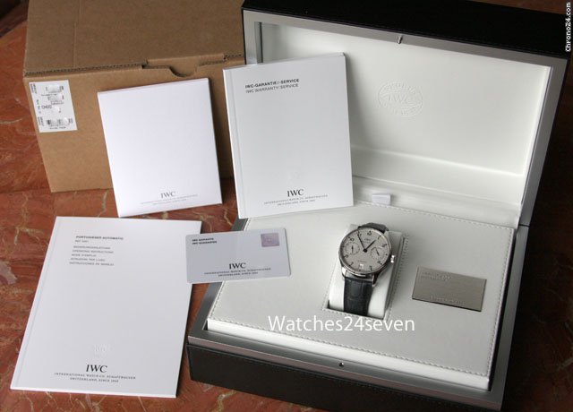 IWC Portuguese 7 Day Automatic White Dial Blue Hands watches