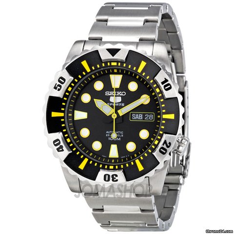 Seiko 5 Black Dial Stainless Steel Mens Watch SNZJ15 watches