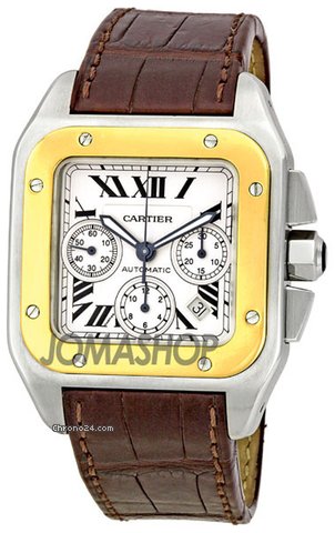 Cartier Santos 100 18kt Yellow Gold and Steel Chronograph XL Mens Watch W20091X7 watches