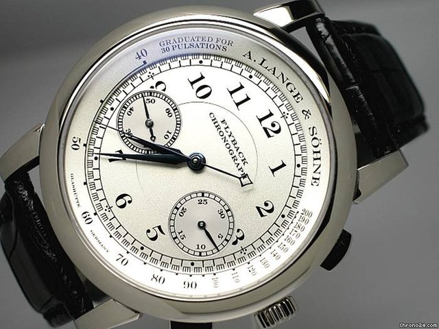 A. Lange & Sohne "1815 CHRONOGRAPH" FLYBACK 18K/750 Wei gold-Lederband watches