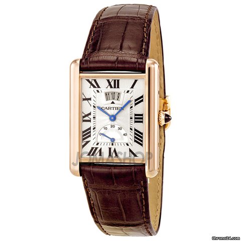 Cartier Tank Louis Silver Dial 18k Rose Gold Brown Leather Mechanical Mens Watch W1560003 watches
