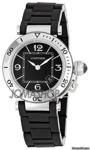 Cartier Steel Pasha Seatimer Black Dial Ladies Watch W3140003 watches