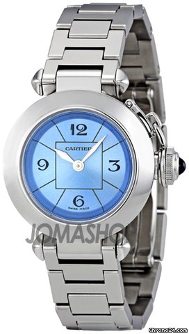 Cartier Miss Pasha Blue Dial Stainless Steel Ladies Watch W3140024 watches