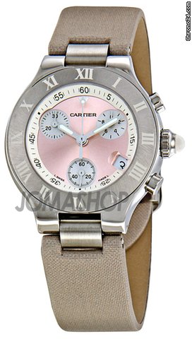 Cartier Chronoscaph Silvered Pink Sunburst Dial Chronograph Ladies Watch W1020012 watches