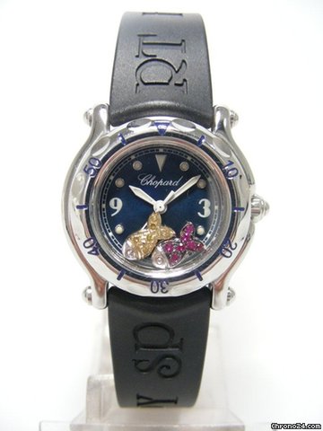 Chopard Happy Sport lady size steel on rubber/acier sur caoutchouc two fish in diamonds/deux poissons en diamants watches