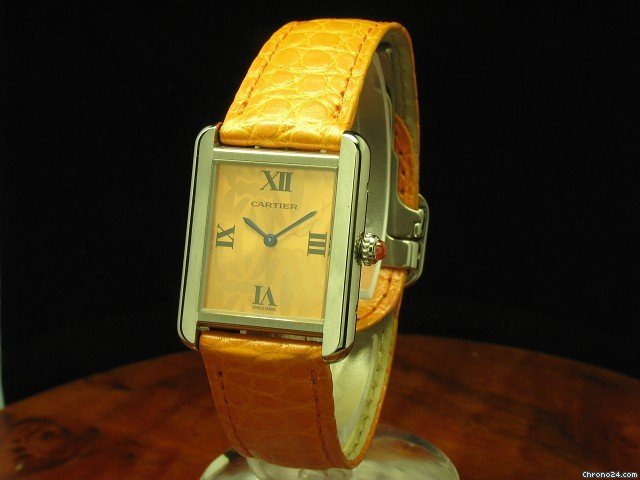 Cartier Tank Edelstahl Damenuhr/ Besonderes Zifferblatt watches