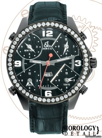 Jacob & Co. 5 Time Zone Black PVD Watch - JC2BC watches