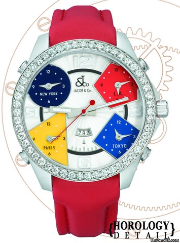 Replica Jacob & Co. 5 Time Zone 47mm Diamond Watch - JC1 Watch