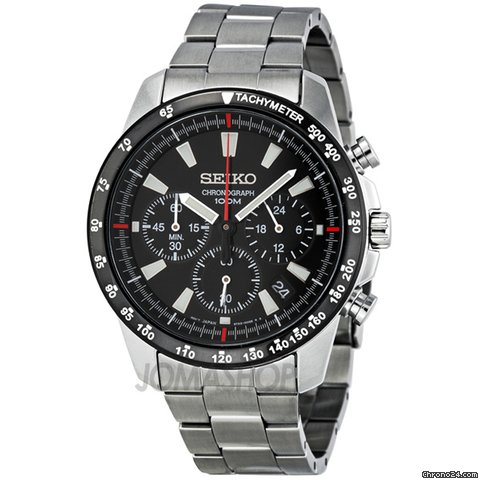 Seiko Chronograph Black Dial Stainless Steel Mens Watch SSB031 watches